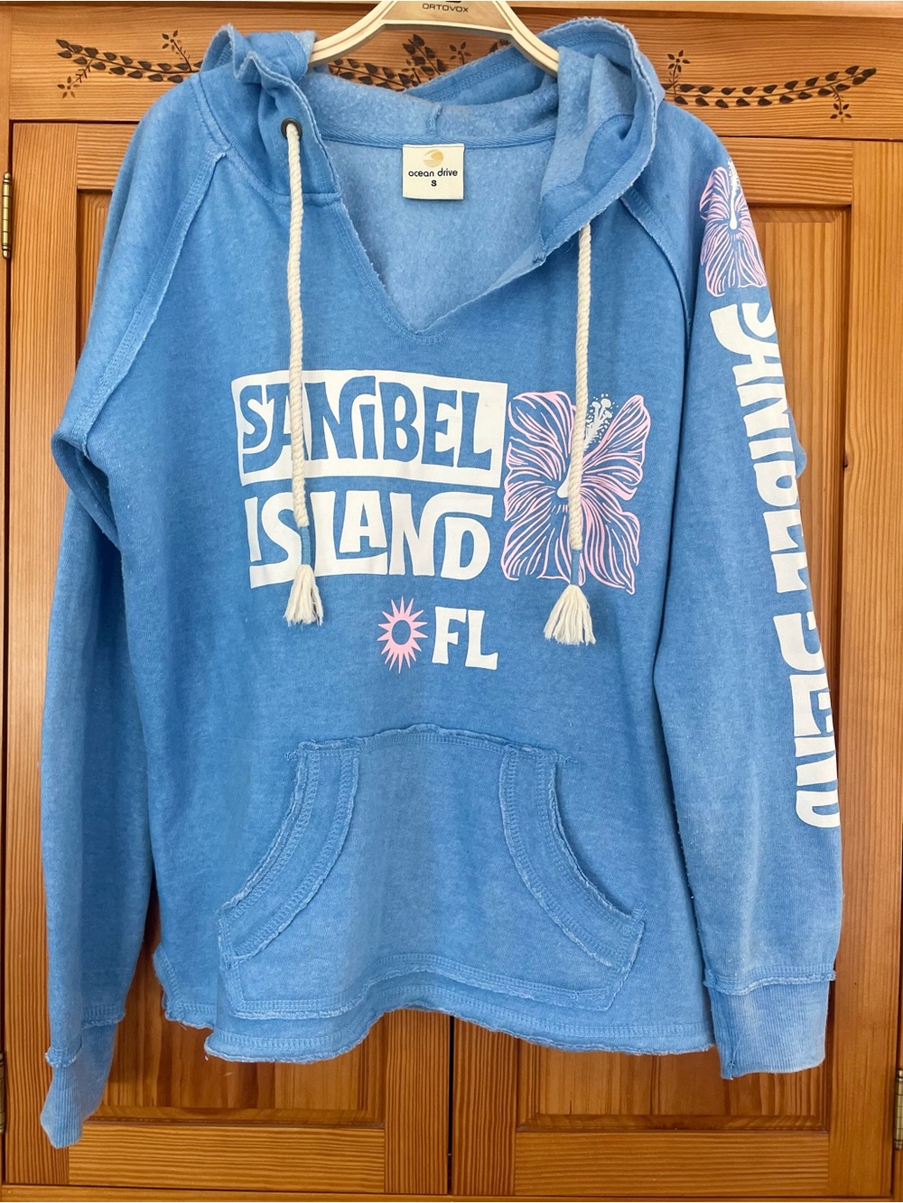 Women’s oversized fit hooded sweatshirt 90s style BEACH hoodie SANIBEL ISLAND S